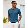 image:imageCOOFANDY Mens Knit Polo Shirt Short Sleeve Vintage Textured Casual Golf Shirts Summer Beach TopBlue
