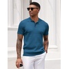 image:imageCOOFANDY Mens Knit Polo Shirt Short Sleeve Vintage Textured Casual Golf Shirts Summer Beach TopBlue