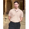 image:imageCOOFANDY Mens Knit Polo Shirt Short Sleeve Vintage Textured Casual Golf Shirts Summer Beach TopKhaki