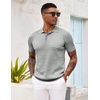image:imageCOOFANDY Mens Knit Polo Shirt Short Sleeve Vintage Textured Casual Golf Shirts Summer Beach TopLight Gray