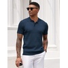 image:imageCOOFANDY Mens Knit Polo Shirt Short Sleeve Vintage Textured Casual Golf Shirts Summer Beach TopNavy Blue