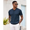image:imageCOOFANDY Mens Knit Polo Shirt Short Sleeve Vintage Textured Casual Golf Shirts Summer Beach TopNavy Blue