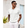 image:imageCOOFANDY Mens Knit Polo Shirt Short Sleeve Vintage Textured Casual Golf Shirts Summer Beach TopWhite