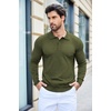 image:imageCOOFANDY Mens Knit Polo Shirts Casual Long Sleeve Classic Polo Shirts Button Down Golf ShirtsArmy Green