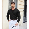 image:imageCOOFANDY Mens Knit Polo Shirts Casual Long Sleeve Classic Polo Shirts Button Down Golf ShirtsBlack