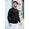 image:imageCOOFANDY Mens Knit Polo Shirts Casual Long Sleeve Classic Polo Shirts Button Down Golf ShirtsBlack