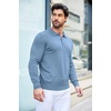 image:imageCOOFANDY Mens Knit Polo Shirts Casual Long Sleeve Classic Polo Shirts Button Down Golf ShirtsBlue