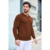 image:imageCOOFANDY Mens Knit Polo Shirts Casual Long Sleeve Classic Polo Shirts Button Down Golf ShirtsBrown