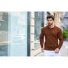 image:imageCOOFANDY Mens Knit Polo Shirts Casual Long Sleeve Classic Polo Shirts Button Down Golf ShirtsBrown