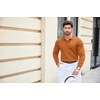 image:imageCOOFANDY Mens Knit Polo Shirts Casual Long Sleeve Classic Polo Shirts Button Down Golf ShirtsCaramel