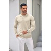 image:imageCOOFANDY Mens Knit Polo Shirts Casual Long Sleeve Classic Polo Shirts Button Down Golf ShirtsCream
