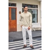 image:imageCOOFANDY Mens Knit Polo Shirts Casual Long Sleeve Classic Polo Shirts Button Down Golf ShirtsCream