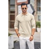 image:imageCOOFANDY Mens Knit Polo Shirts Casual Long Sleeve Classic Polo Shirts Button Down Golf ShirtsCream