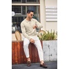 image:imageCOOFANDY Mens Knit Polo Shirts Casual Long Sleeve Classic Polo Shirts Button Down Golf ShirtsCream