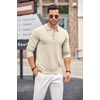 image:imageCOOFANDY Mens Knit Polo Shirts Casual Long Sleeve Classic Polo Shirts Button Down Golf ShirtsCream