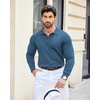 image:imageCOOFANDY Mens Knit Polo Shirts Casual Long Sleeve Classic Polo Shirts Button Down Golf ShirtsDenim Blue