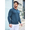 image:imageCOOFANDY Mens Knit Polo Shirts Casual Long Sleeve Classic Polo Shirts Button Down Golf ShirtsDenim Blue