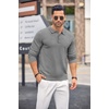 image:imageCOOFANDY Mens Knit Polo Shirts Casual Long Sleeve Classic Polo Shirts Button Down Golf ShirtsGrey