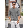 image:imageCOOFANDY Mens Knit Polo Shirts Casual Long Sleeve Classic Polo Shirts Button Down Golf ShirtsGrey