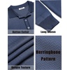 image:imageCOOFANDY Mens Knit Polo Shirts Casual Long Sleeve Classic Polo Shirts Button Down Golf ShirtsHerringbone Blue