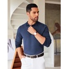 image:imageCOOFANDY Mens Knit Polo Shirts Casual Long Sleeve Classic Polo Shirts Button Down Golf ShirtsHerringbone Blue