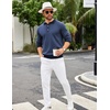 image:imageCOOFANDY Mens Knit Polo Shirts Casual Long Sleeve Classic Polo Shirts Button Down Golf ShirtsHerringbone Blue