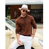 image:imageCOOFANDY Mens Knit Polo Shirts Casual Long Sleeve Classic Polo Shirts Button Down Golf ShirtsHerringbone Brown