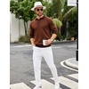 image:imageCOOFANDY Mens Knit Polo Shirts Casual Long Sleeve Classic Polo Shirts Button Down Golf ShirtsHerringbone Brown