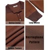 image:imageCOOFANDY Mens Knit Polo Shirts Casual Long Sleeve Classic Polo Shirts Button Down Golf ShirtsHerringbone Brown