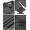 image:imageCOOFANDY Mens Knit Polo Shirts Casual Long Sleeve Classic Polo Shirts Button Down Golf ShirtsHerringbone Grey