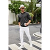 image:imageCOOFANDY Mens Knit Polo Shirts Casual Long Sleeve Classic Polo Shirts Button Down Golf ShirtsHerringbone Grey