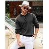 image:imageCOOFANDY Mens Knit Polo Shirts Casual Long Sleeve Classic Polo Shirts Button Down Golf ShirtsHerringbone Grey