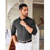 image:imageCOOFANDY Mens Knit Polo Shirts Casual Long Sleeve Classic Polo Shirts Button Down Golf ShirtsHerringbone Grey