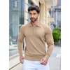 image:imageCOOFANDY Mens Knit Polo Shirts Casual Long Sleeve Classic Polo Shirts Button Down Golf ShirtsKhaki