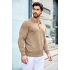 image:imageCOOFANDY Mens Knit Polo Shirts Casual Long Sleeve Classic Polo Shirts Button Down Golf ShirtsKhaki