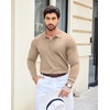 image:imageCOOFANDY Mens Knit Polo Shirts Casual Long Sleeve Classic Polo Shirts Button Down Golf ShirtsKhaki