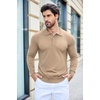 image:imageCOOFANDY Mens Knit Polo Shirts Casual Long Sleeve Classic Polo Shirts Button Down Golf ShirtsKhaki