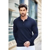 image:imageCOOFANDY Mens Knit Polo Shirts Casual Long Sleeve Classic Polo Shirts Button Down Golf ShirtsNavy Blue