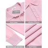 image:imageCOOFANDY Mens Knit Polo Shirts Casual Long Sleeve Classic Polo Shirts Button Down Golf ShirtsPink
