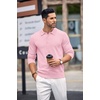 image:imageCOOFANDY Mens Knit Polo Shirts Casual Long Sleeve Classic Polo Shirts Button Down Golf ShirtsPink