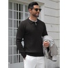 image:imageCOOFANDY Mens Knit Polo Shirts Casual Long Sleeve Classic Polo Shirts Button Down Golf ShirtsRibbed Black