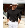 image:imageCOOFANDY Mens Knit Polo Shirts Casual Long Sleeve Classic Polo Shirts Button Down Golf ShirtsRibbed Black