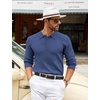 image:imageCOOFANDY Mens Knit Polo Shirts Casual Long Sleeve Classic Polo Shirts Button Down Golf ShirtsRibbed Blue