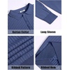 image:imageCOOFANDY Mens Knit Polo Shirts Casual Long Sleeve Classic Polo Shirts Button Down Golf ShirtsRibbed Blue