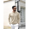 image:imageCOOFANDY Mens Knit Polo Shirts Casual Long Sleeve Classic Polo Shirts Button Down Golf ShirtsRibbed Cream