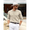 image:imageCOOFANDY Mens Knit Polo Shirts Casual Long Sleeve Classic Polo Shirts Button Down Golf ShirtsRibbed Cream