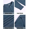 image:imageCOOFANDY Mens Knit Polo Shirts Casual Long Sleeve Classic Polo Shirts Button Down Golf ShirtsRibbed Denim Blue