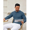 image:imageCOOFANDY Mens Knit Polo Shirts Casual Long Sleeve Classic Polo Shirts Button Down Golf ShirtsRibbed Denim Blue