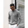 image:imageCOOFANDY Mens Knit Polo Shirts Casual Long Sleeve Classic Polo Shirts Button Down Golf ShirtsRibbed Grey