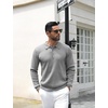 image:imageCOOFANDY Mens Knit Polo Shirts Casual Long Sleeve Classic Polo Shirts Button Down Golf ShirtsRibbed Grey